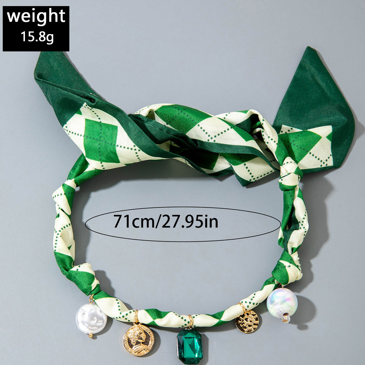 European and American Style Long Silk Scarf Necklace, Light Luxury High-End Feel, Multiple Pendants, Pearl Colorful Silk Scarf Necklace - 图片 9