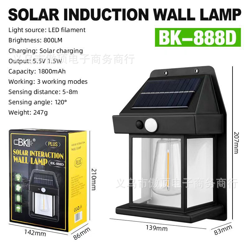 New Solar Light Outdoor Human Body Sensor Light Waterproof Street Light Tungsten Wall Light Garden Courtyard Night Light - 图片 7