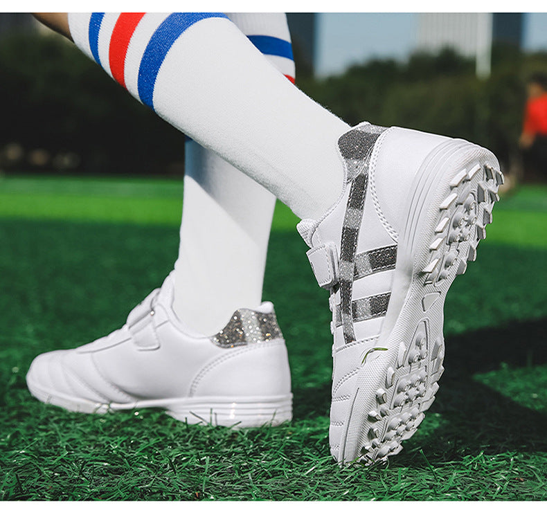 New football shoes for men and women with Velcro for children TF Broken Nail Style Youth Student Grassland Flat Training Shoes - 图片 26