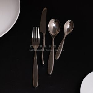 304Stainless Steel Spoon with Thickened Handle, Simple Household Knife, Fork, Spoon, Western Restaurant Supplies, Cutlery Set Wholesale