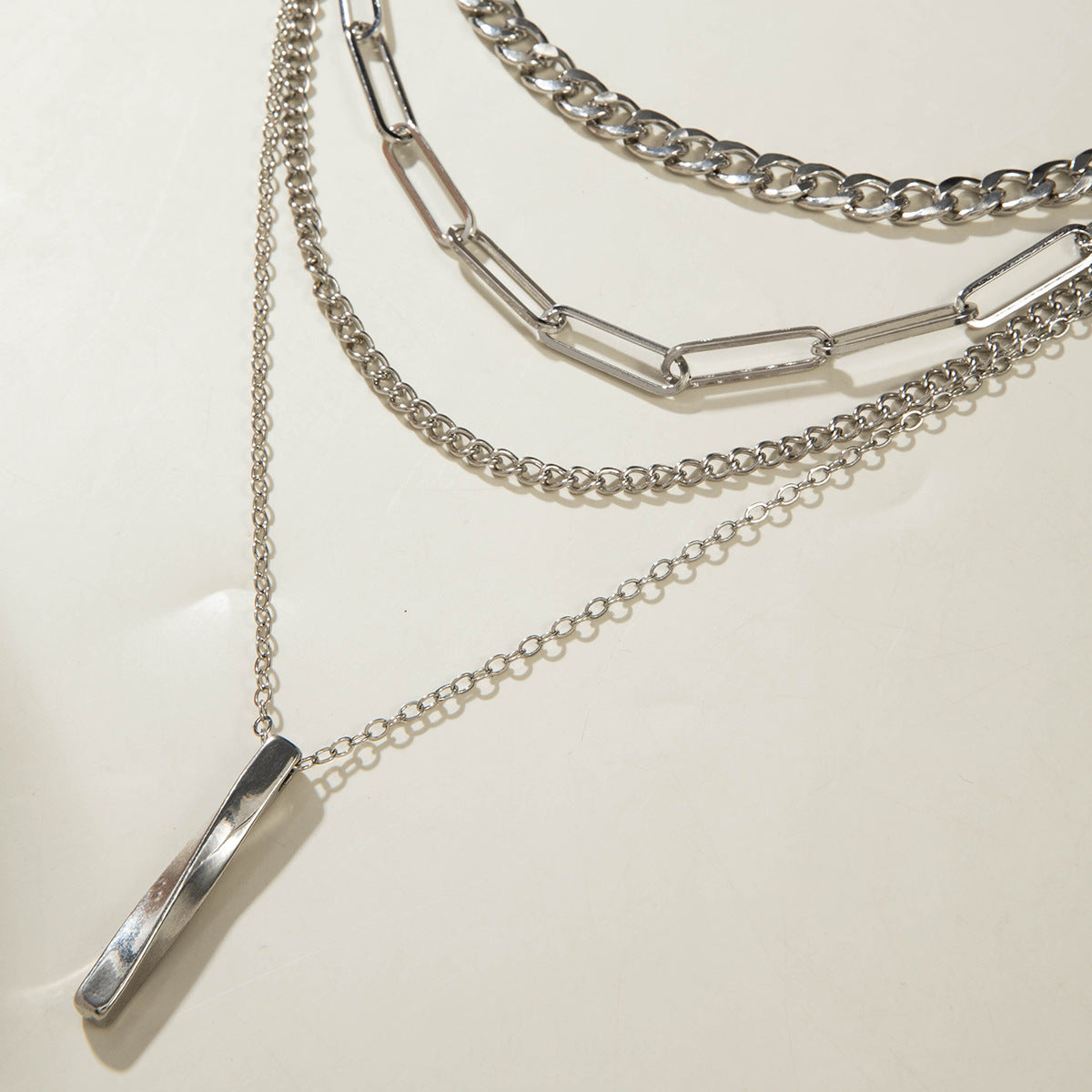 European and American Style Jewelry Hip-Hop Personality Geometric Exaggerated Necklace Heart-shaped Flat Thick Chain Hollow Multi-layer Necklace Wholesale - 图片 15