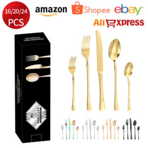 Stainless Steel Cutlery Western Steak Knife and Fork6Restaurant Crown Knife, Fork, and Spoon for One Person24Piece Suit