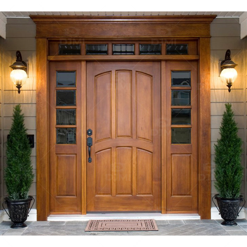 Villa Main Teak Solid Wood Main Door Designs Photo Main Wooden Double With Glass Design Entry Front Exterior Door - 图片 5