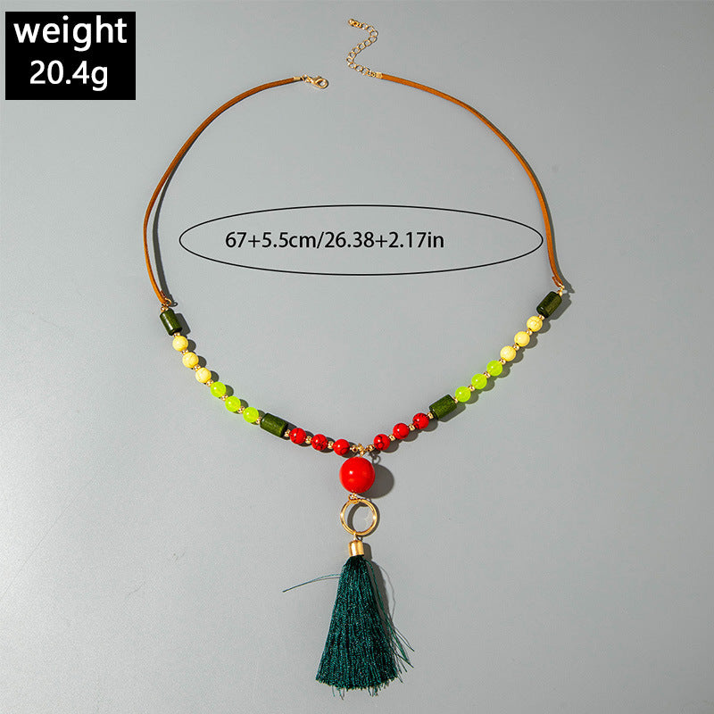 European and American Retro Turquoise Pendant Sweater Chain Design Heart-shaped Women's Autumn Winter Long Tassel Y Type Necklace - 图片 12