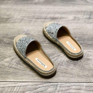 2025Spring New Knitted Retro Round Toe Sequin Slip-On Flat Fashion Closed-Toe Half Slippers Backless Fisherman Shoes
