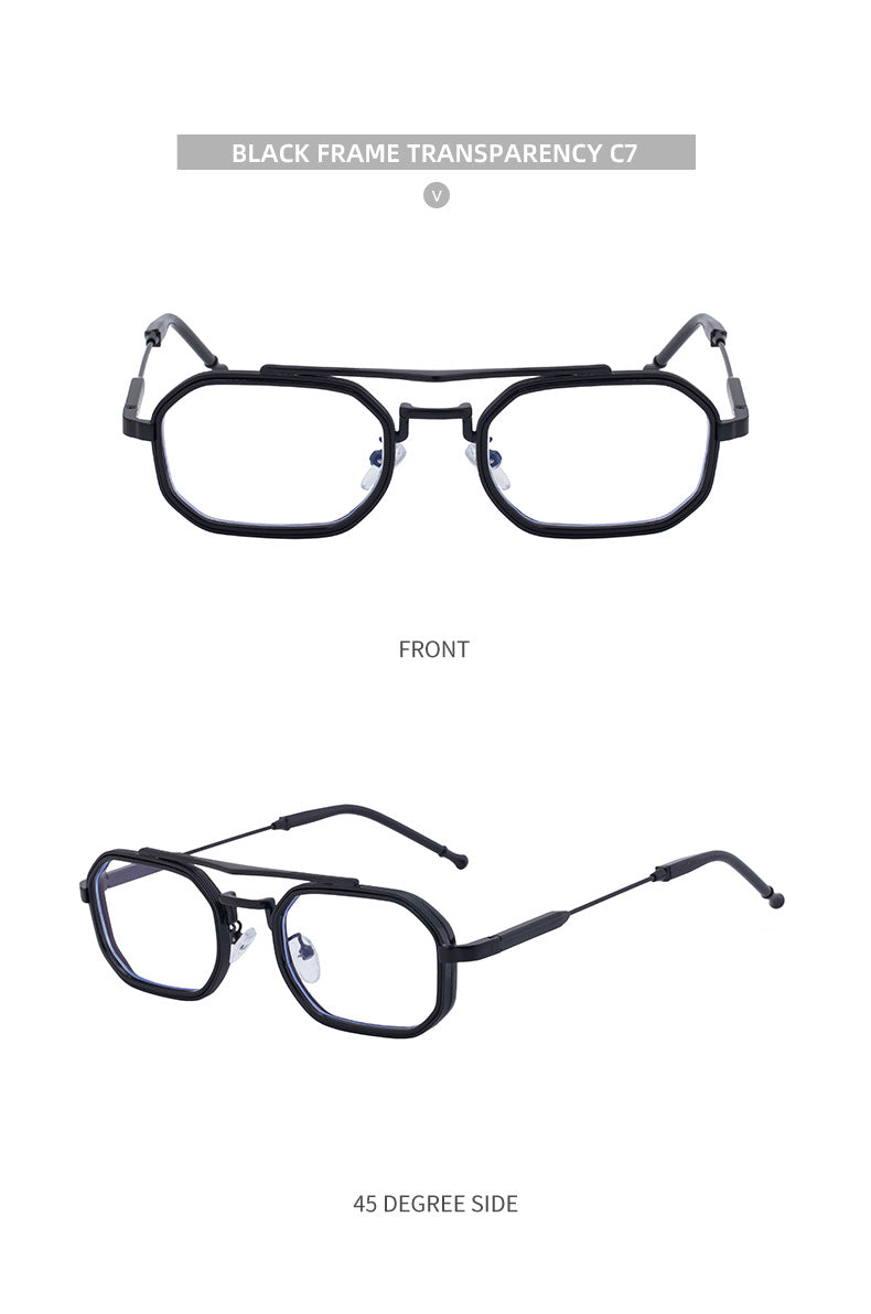 2025New Small Frame Glasses Men Double Beam retro Sunglasses Men's High Sense Full Frame Sunscreen Sunglasses shades - 图片 33