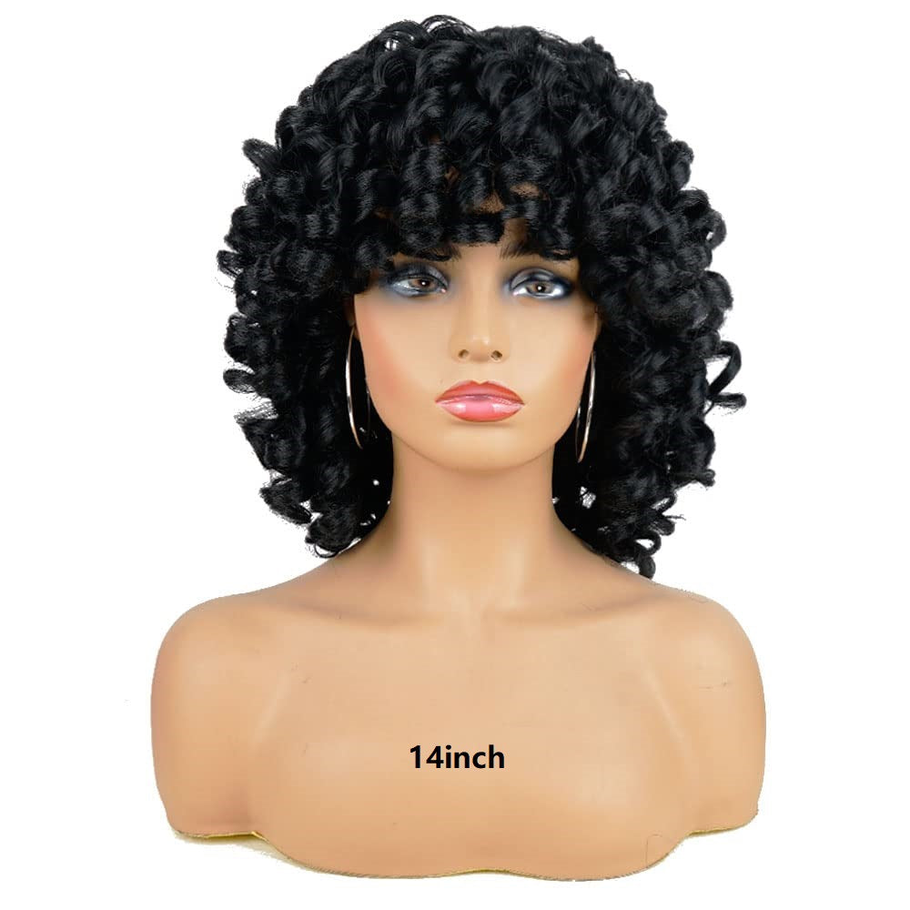 12inch loose Curly Wig for Women, Synthetic Hair Wig, Large Curly Wig for Women - 图片 7