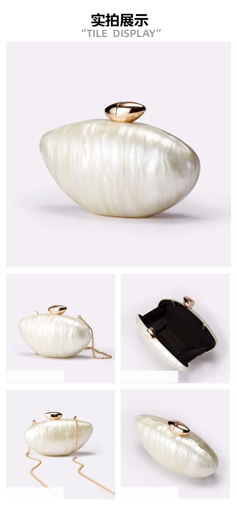 European and American Trend New Style Bag for Women Fashionable Light Luxury Versatile Bullet Head Acrylic Simple Evening Bag Clutch for Women - 图片 13