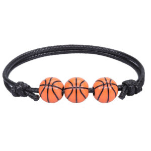 Basketball Wax Thread Braided Bracelet Men's Sports Gift Black and White Rope Wrap Bracelet Tennis Football Braided Bracelet