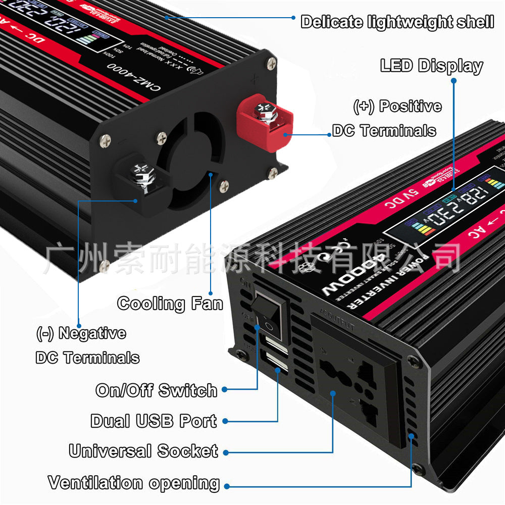 Vehicle Inverter300W 12V Turn110V220V Smart Digital Display Screen car power inverter - 图片 22