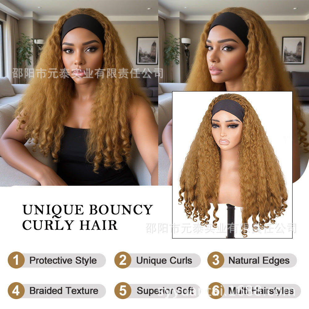 Africa Afro YAKI curly Ribbon Hair Band Curly Hair Chemical Fiber Wig headband wigs - 图片 25