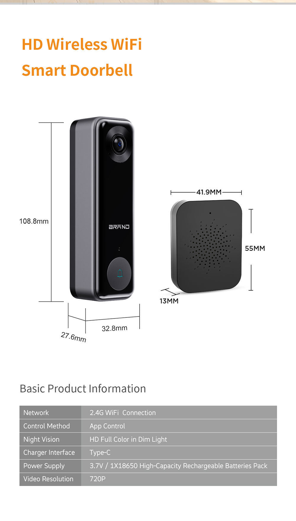 Intelligence Z70Doorbell for Home Use Low Power Consumption Wireless wifi Video Doorbell HD Night Vision Surveillance Doorbell with Ding Dong - 图片 15