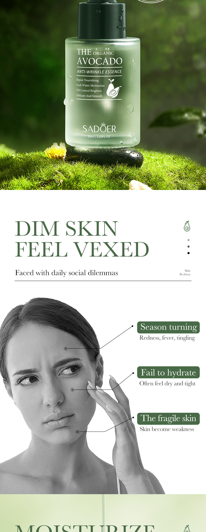 Avocado Skincare Set SADOER Cleansing, moisturizing and moisturizing six-piece set foreign trade wholesale - 图片 71