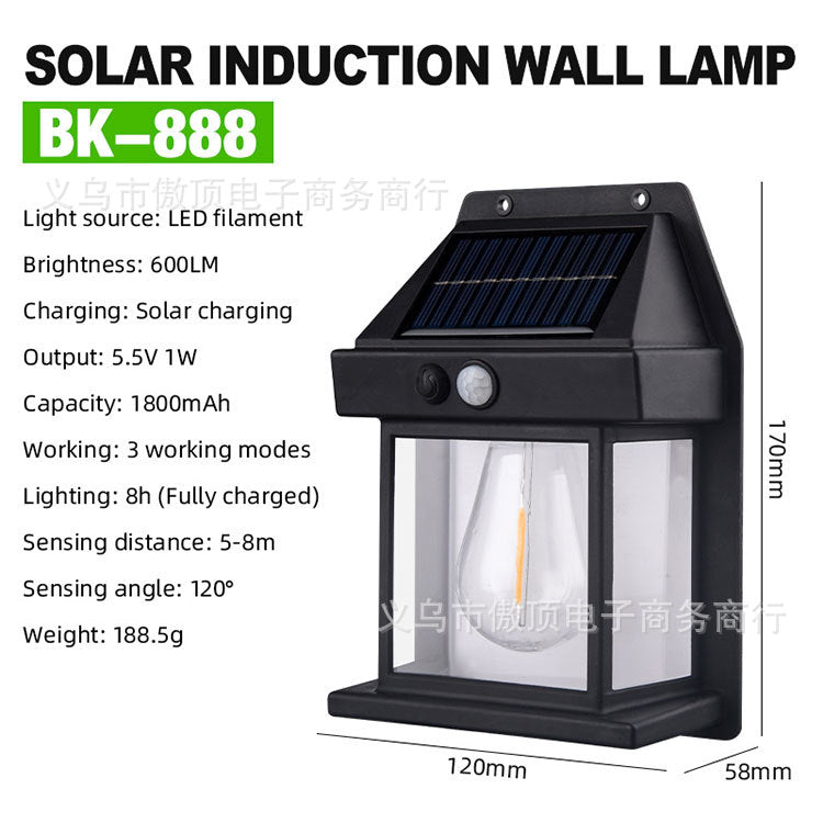 New Solar Light Outdoor Human Body Sensor Light Waterproof Street Light Tungsten Wall Light Garden Courtyard Night Light - 图片 21