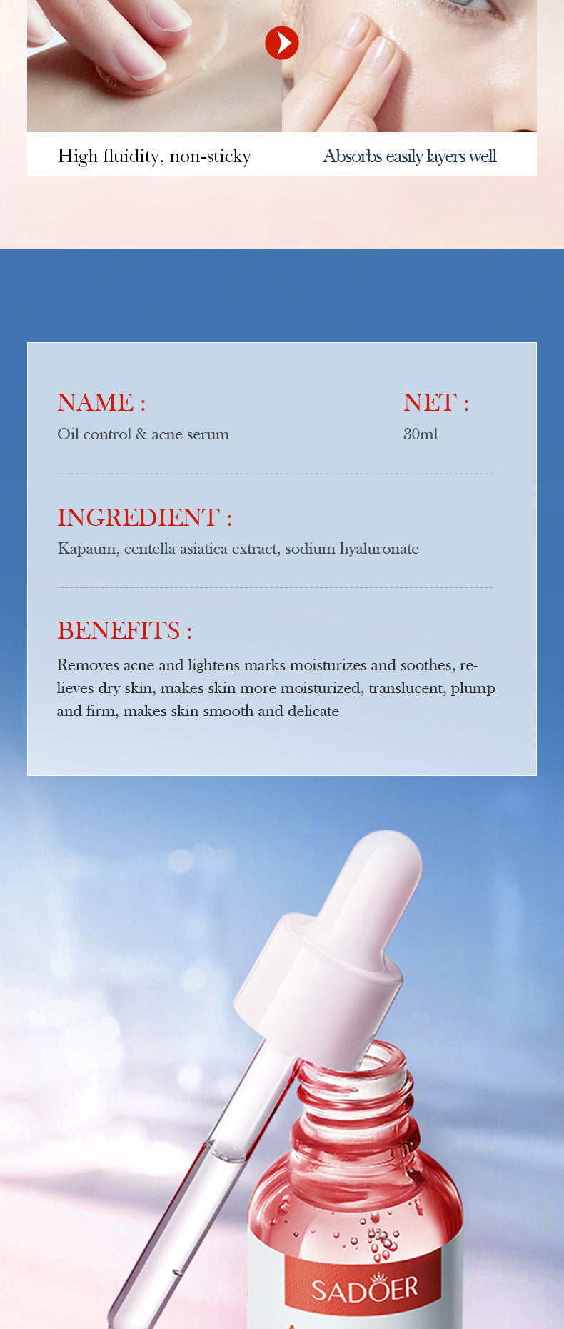 Skin Rejuvenation and Brightening Serum SADOER Moisturizing and Hydrating Essence Gel Cross-Border Wholesale - 图片 37