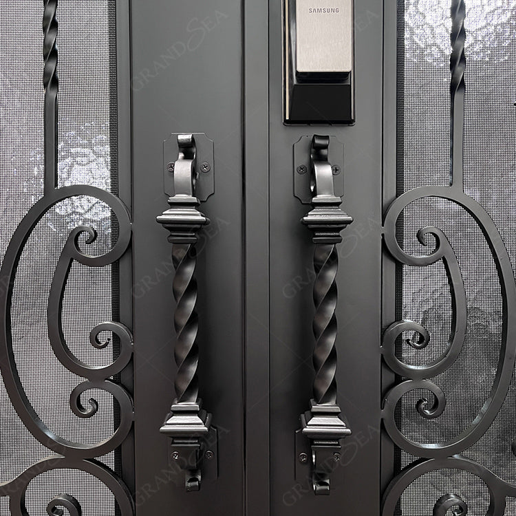 Foshan Factory High Quality Double Front Entry Doors Wrought Iron Doors Double Exterior - 图片 5