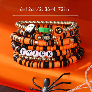 Men's holiday bracelets as gifts for women TRICK Letter Bracelet Set Soft Clay Halloween Bracelet