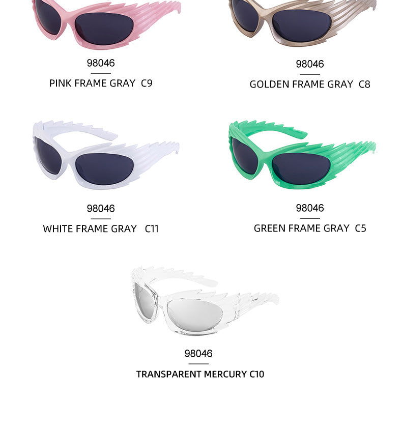 Europe and America Y2K Millennium Windproof Sunglasses for Women Trendy Personality Irregular Shape Sun Protection Sunglasses for Men Cycling Sports Glasses - 图片 21