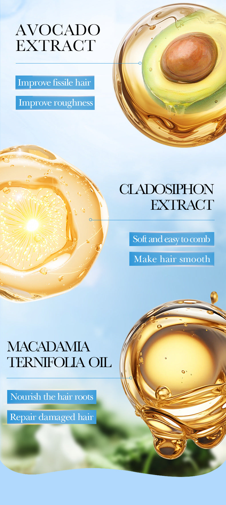 Avocado Smooth and Nourishing Hair Mask SADOER Cross-border foreign trade wholesale of frizz improvement conditioner - 图片 12