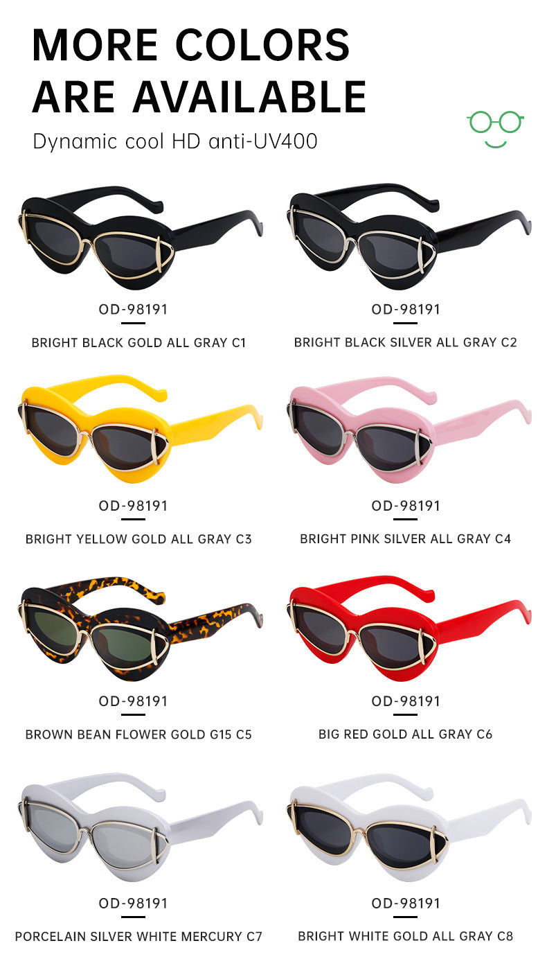 New European and American Fashion Cat Eye Sunglasses for Women Driving, Same Style as Internet Celebrities Y2K Trendy Small Frame Sunglasses sunglas - 图片 29