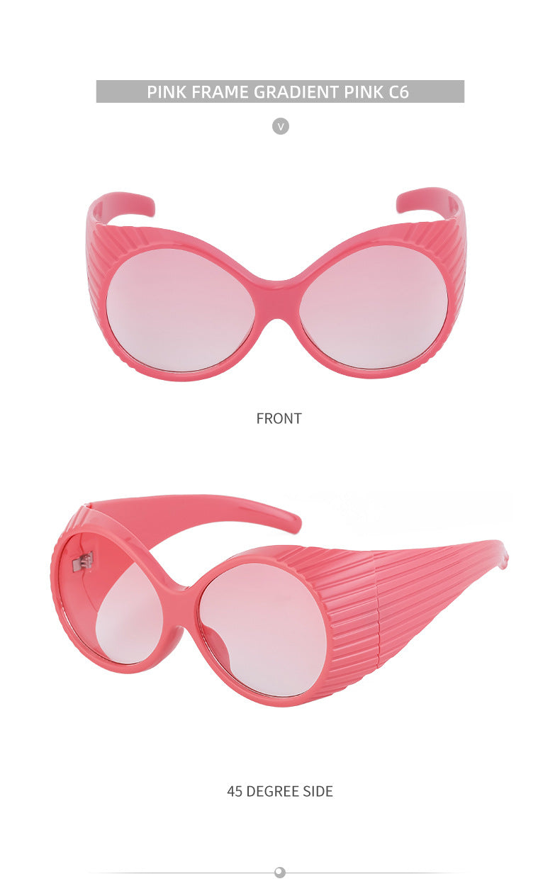 Fashion Catwalk Style Round Frame Sunglasses for Women Trendy High-end European and American Style Internet Celebrity Large Frame Sunglasses for Women Stage Performance - 图片 27