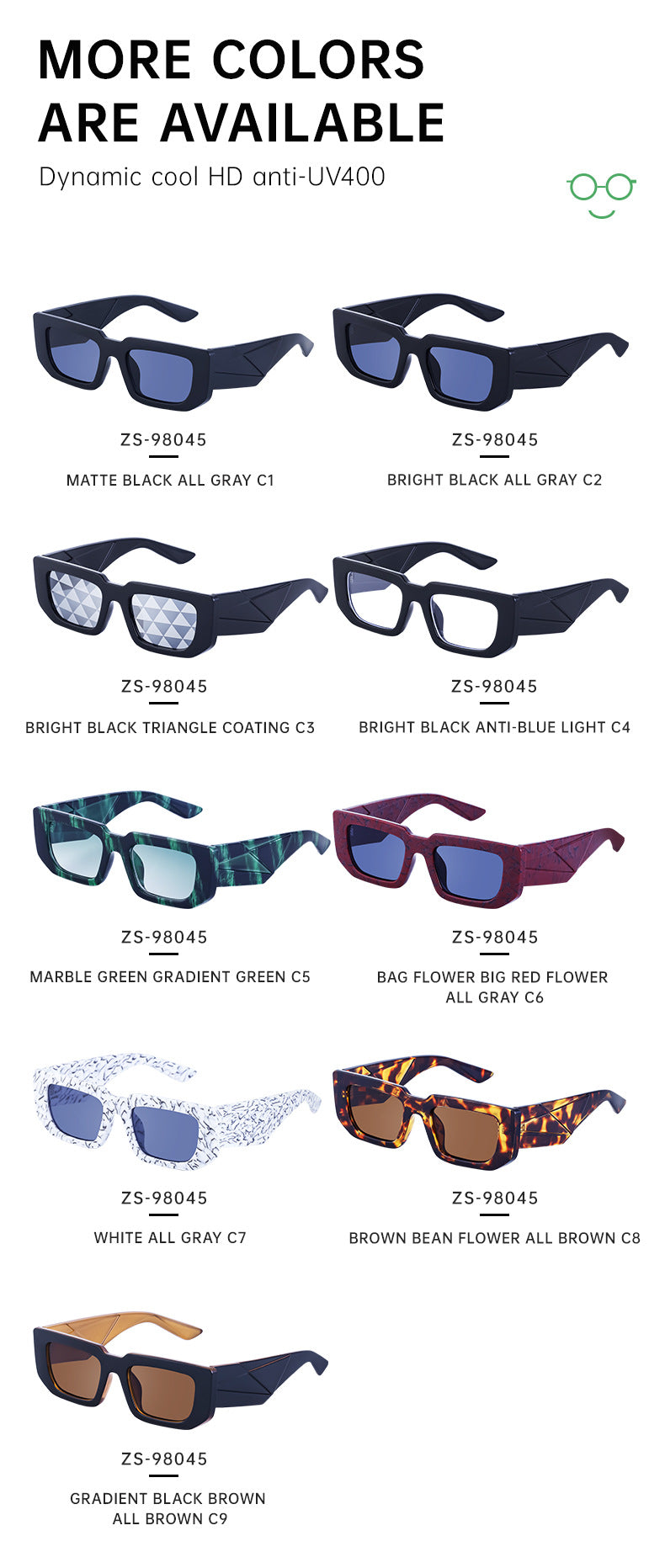 Fashion Small Frame Sunglasses for Women Trendy European and American Wide Leg Square Frame Sunglasses High-end Wholesale sunglasses - 图片 20