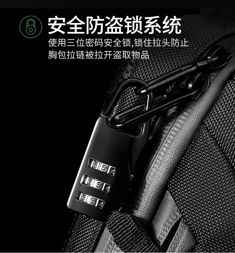 OZUKO Men's Functional Chest Bag Waterproof Crossbody Bag Multifunctional Shoulder Bag Outdoor Sports Large Capacity Trendy Bag - 图片 15