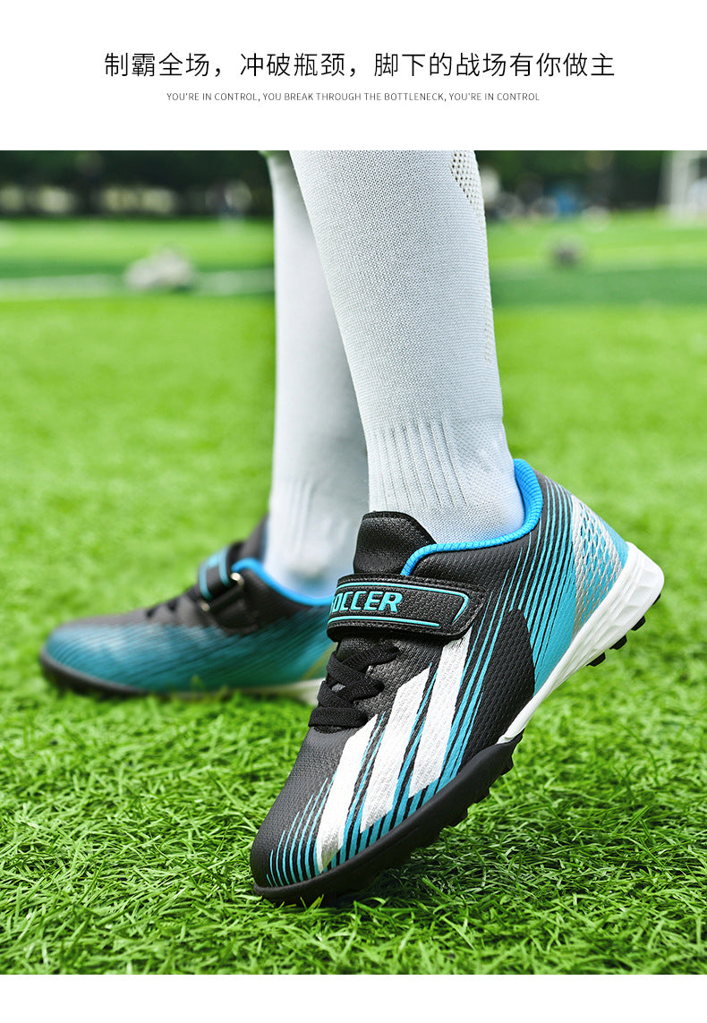 New football shoes for men and women with Velcro for children TF Broken Nail Style Youth Student Grassland Flat Training Shoes - 图片 19