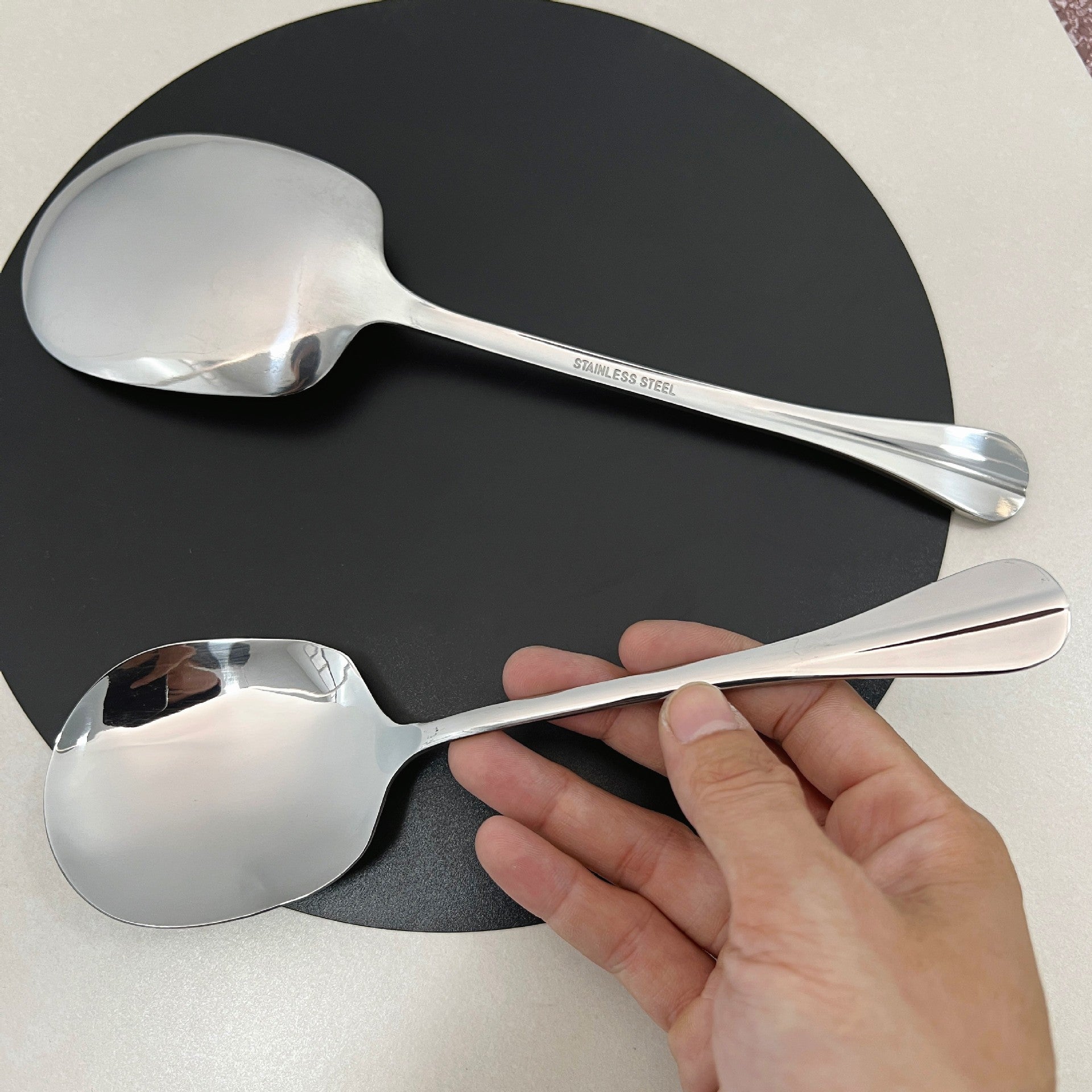 Hotel Stainless Steel Serving Spoon Restaurant Large Serving Spoon Soup Spoon Service Spoon Large Spoon Thickened Canteen Public Spoon - 图片 16