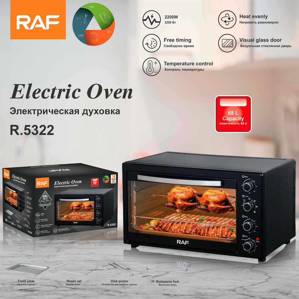 RAF Electric Oven EU Standard68L Multifunctional Household Large Capacity Fully Automatic Smart Oven Fryer with Visible Baking - 图片 10