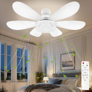 40W Crystal Fan Light Ceiling Fan Light Flower-Shaped Fan Light Living Room Ceiling Fan Light Simple Detachable Fan Blade Light Colorful