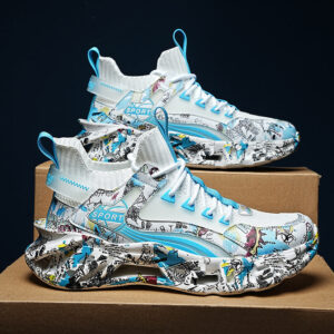 2025New Fashion Casual Sports Shoes Shock Absorption Height Increasing Versatile Trendy Shoes Flyknit Camouflage Blade Shoes Dropshipping