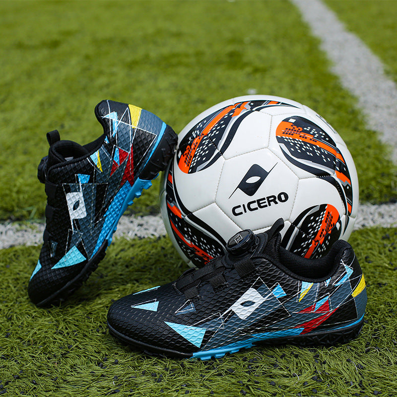 Rotating Buckle Football Shoes Breathable Anti-Slip TF Children's and Teenagers' Turf Training Shoes for Flat Ground Competitions - 图片 3