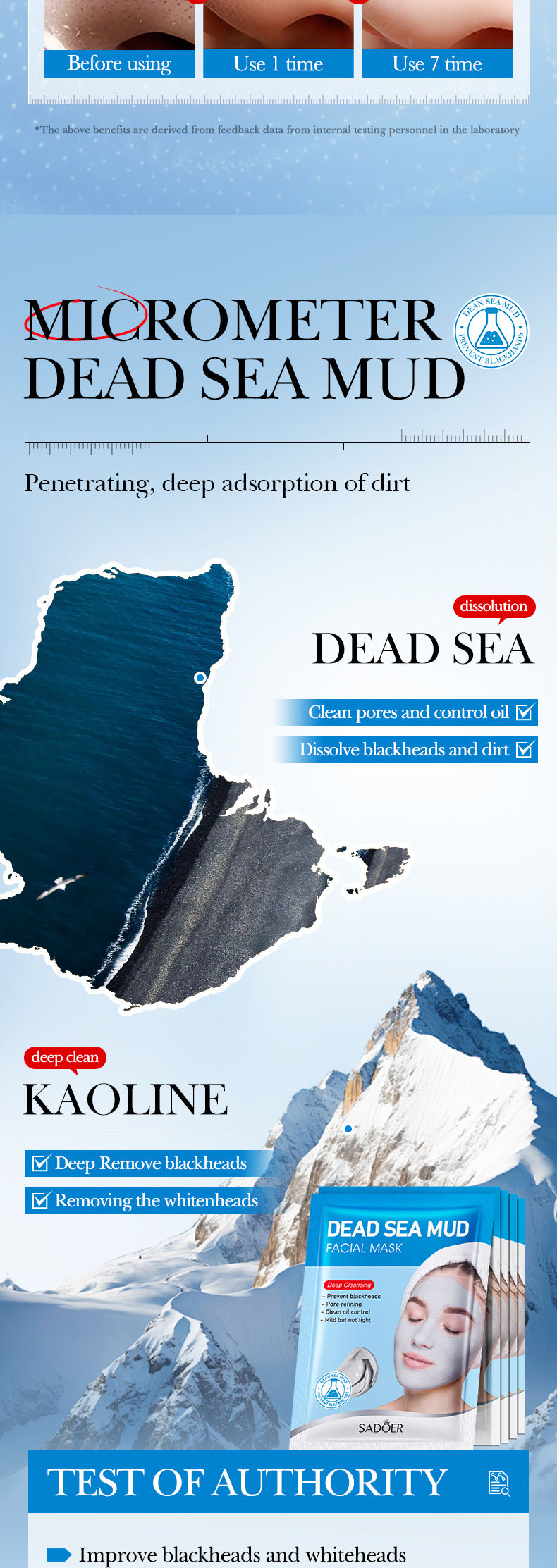 Dead Sea Mud Cleansing Mask SADOER Deep Cleansing Blackhead Removal Mask Cross-Border Wholesale - 图片 16