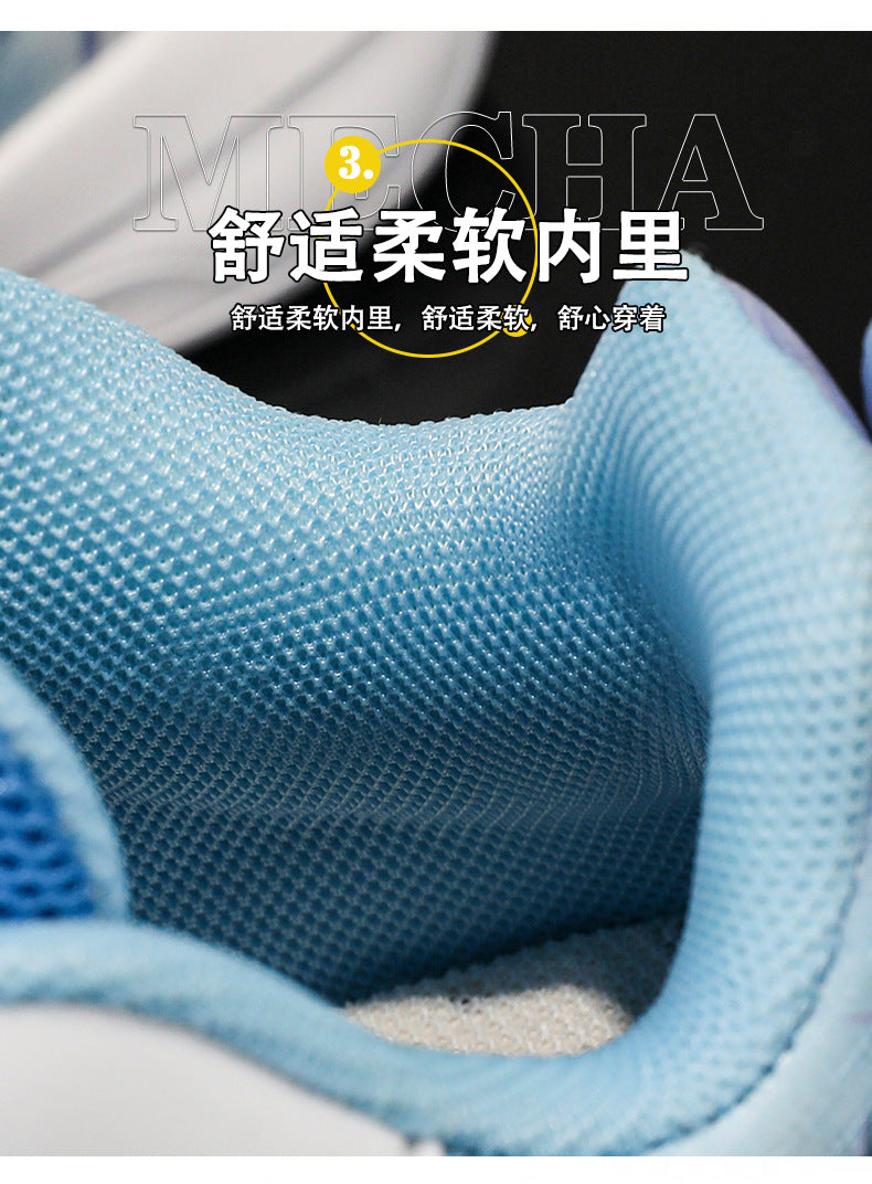 Chinese Style Girls' Shoes2025Autumn New Mesh Breathable Running Sports Shoes Children's Anti-Slip Wear-Resistant Basketball Shoes - 图片 16