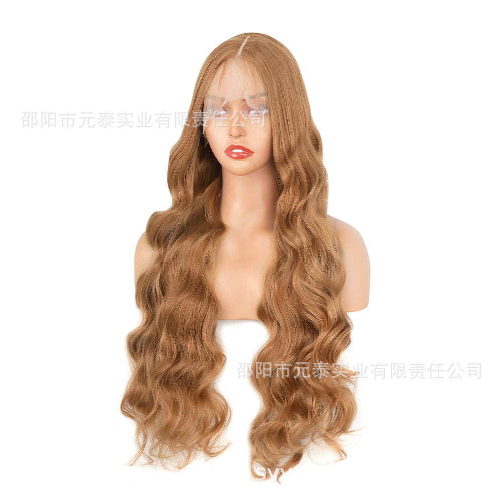 Cross-Border European and American Style Wig Middle Part Black Big Wave Long Curly Hair Synthetic High-Temperature Fiber Manufacturer European and American Style Long Curly Hair - 图片 7