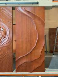 Solid Core Solid Wood White Oak Pivot Door Modern Exterior Villa Front Entry Door with Large-size Laminated Glass Side Window - 图片 10