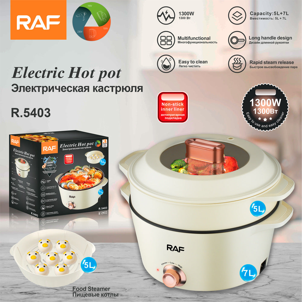 RAF European Standard Multifunctional Electric Cooker Household Electric Frying Pan Non-stick Pan Electric Cooker Steamer5L+7L - 图片 10