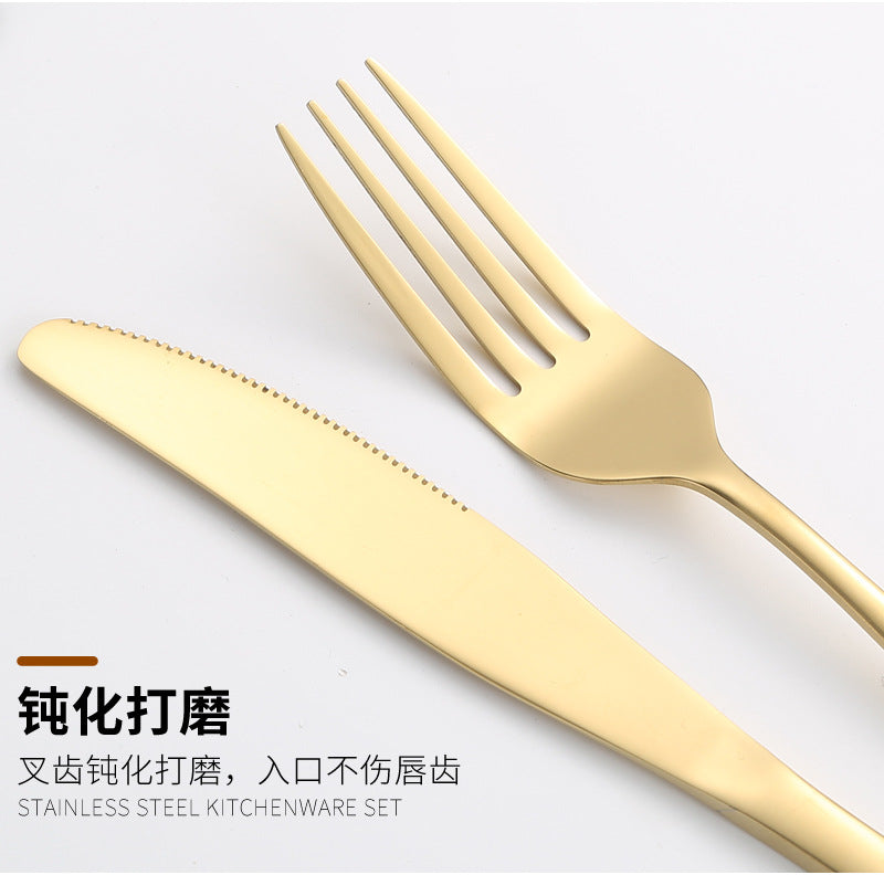410Stainless Steel Tableware24Set of Hotel Western Dining Square Handle Steak Knife, Fork, Spoon, Tea Spoon - 图片 23