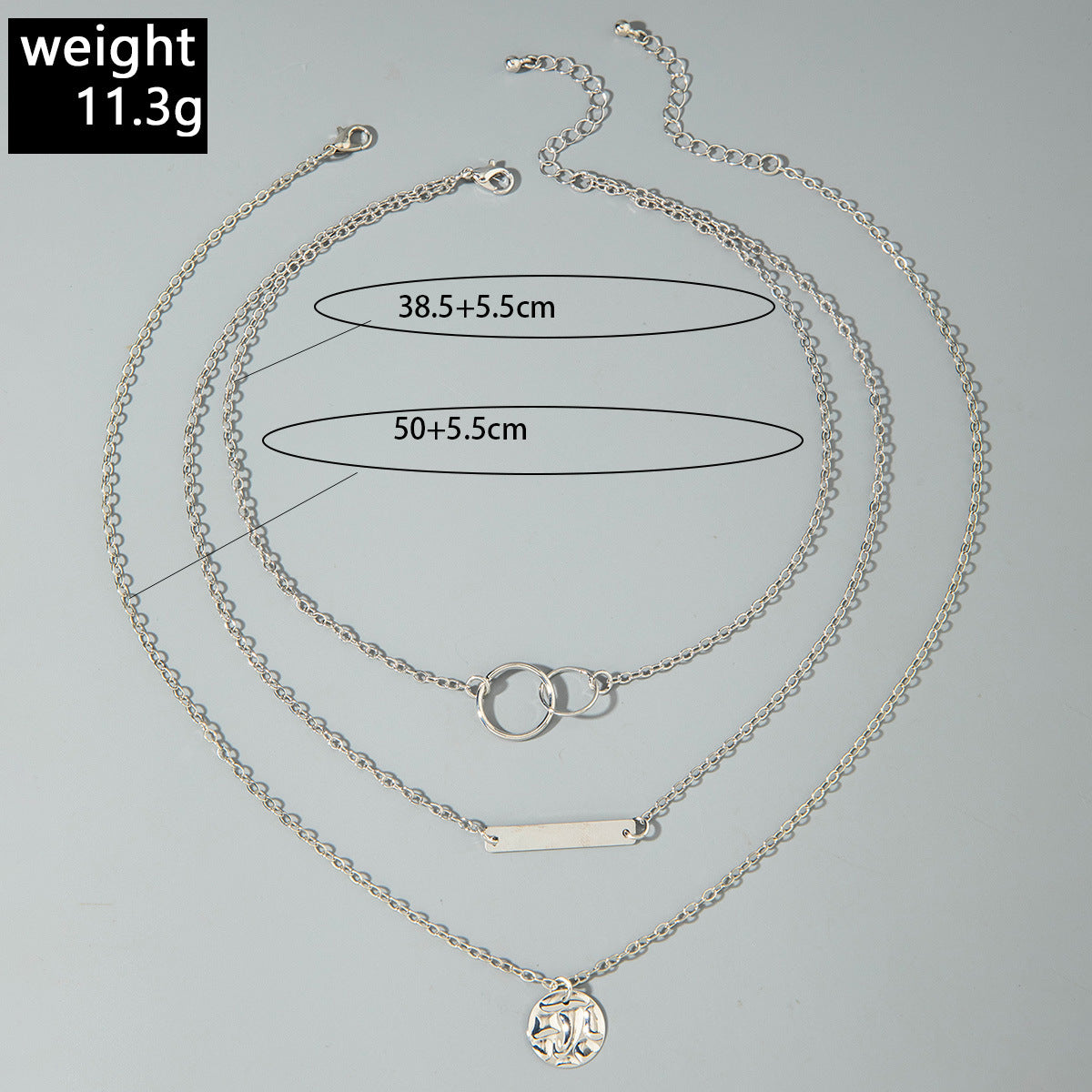 European and American Fashion Collarbone Chain Round Pendant Tassel Multi-layer Stacking Necklace Layered One-word Necklace3Set - 图片 21