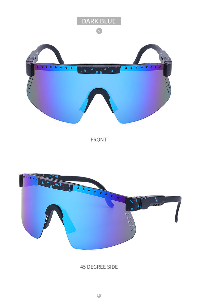 European and American Colorful Sunglasses Outdoor Cycling Windproof Sunglasses Men and Women One-piece Lens Sports Anti-ultraviolet Glasses - 图片 30