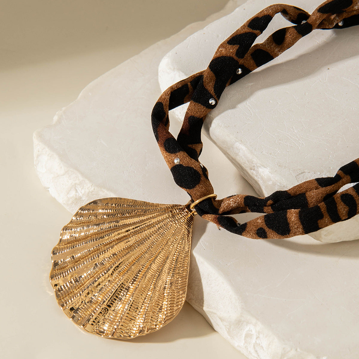 European and American Style Ocean-themed Cross Conch Starfish Pendant Leopard Print Exaggerated Necklace Collarbone Chain Jewelry - 图片 59