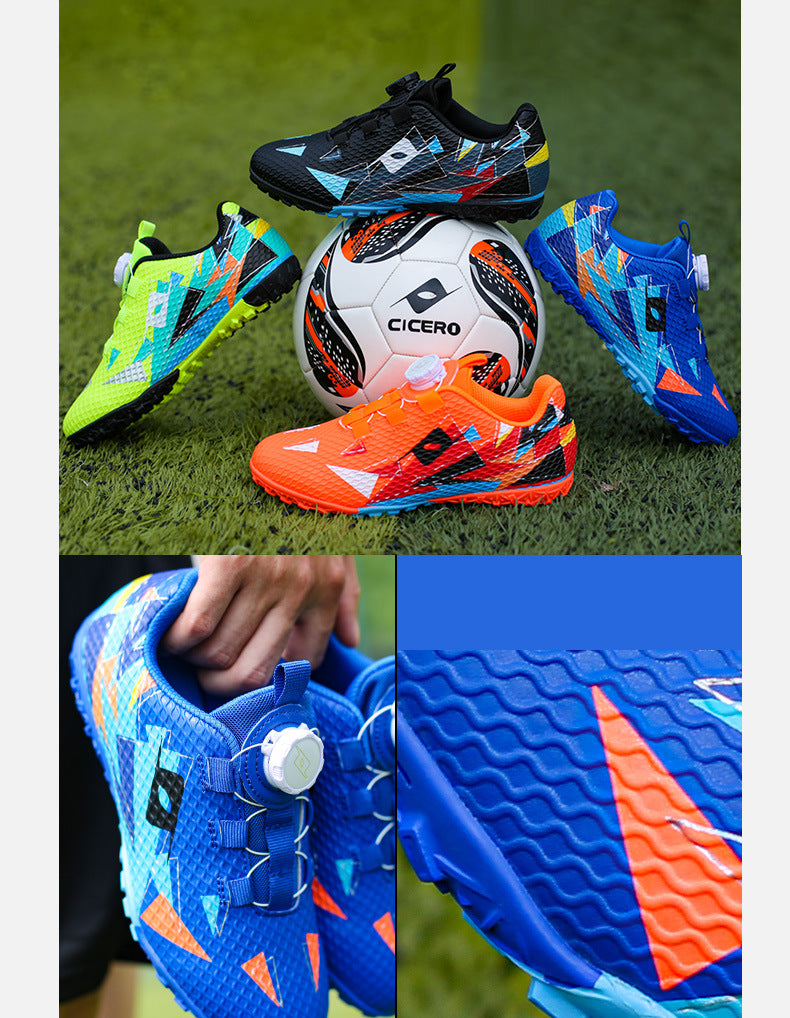 Rotating Buckle Football Shoes Breathable Anti-Slip TF Children's and Teenagers' Turf Training Shoes for Flat Ground Competitions - 图片 24