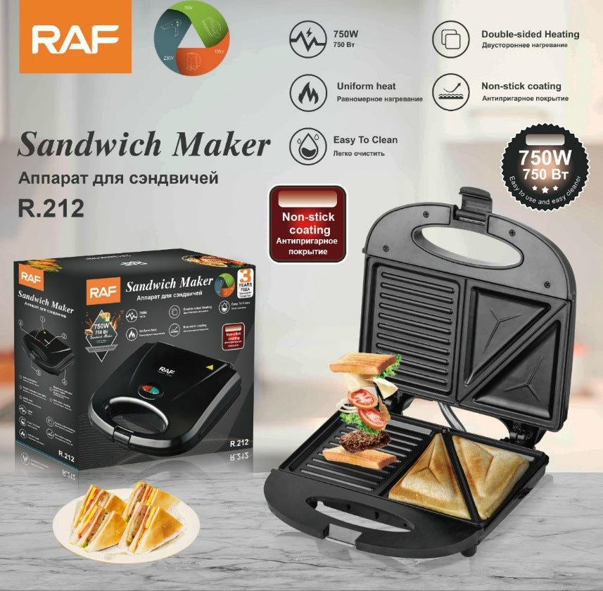 RAF European and American Standard 2-in-1 Triangular and Bar-Shaped Multifunctional Household Cake Maker Breakfast Toaster - 图片 6
