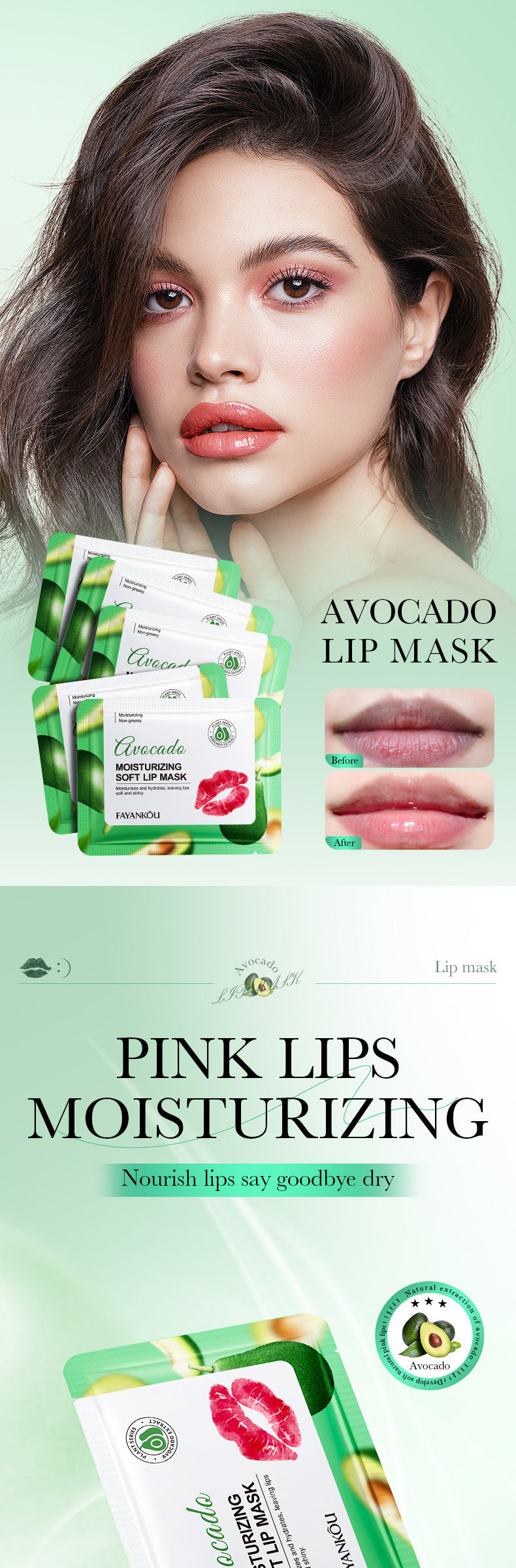 Plant and Fruit Lip Mask Series FAYANKOU Moisturizing Anti-Chap Hydrating Lip Patches Cross-Border Wholesale - 图片 19