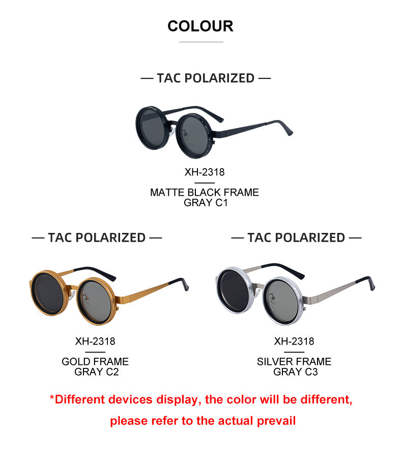 ND Nine-Stage Manual Adjustable Zoom Glasses Anti-Glare Round Frame Sunscreen Sunglasses High-End Polarized Sunglasses for Men - 图片 19