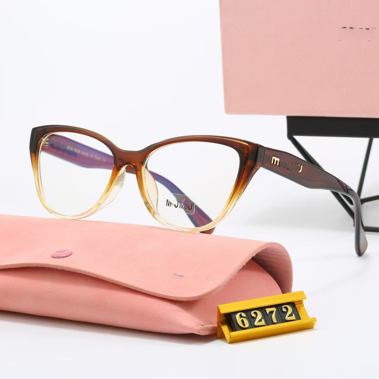 6272New European and American Style M Home Plain Cat Eye Glasses Fashion Retro Sunglasses Men Internet Celebrity Sunglasses Women Wholesale - 图片 7