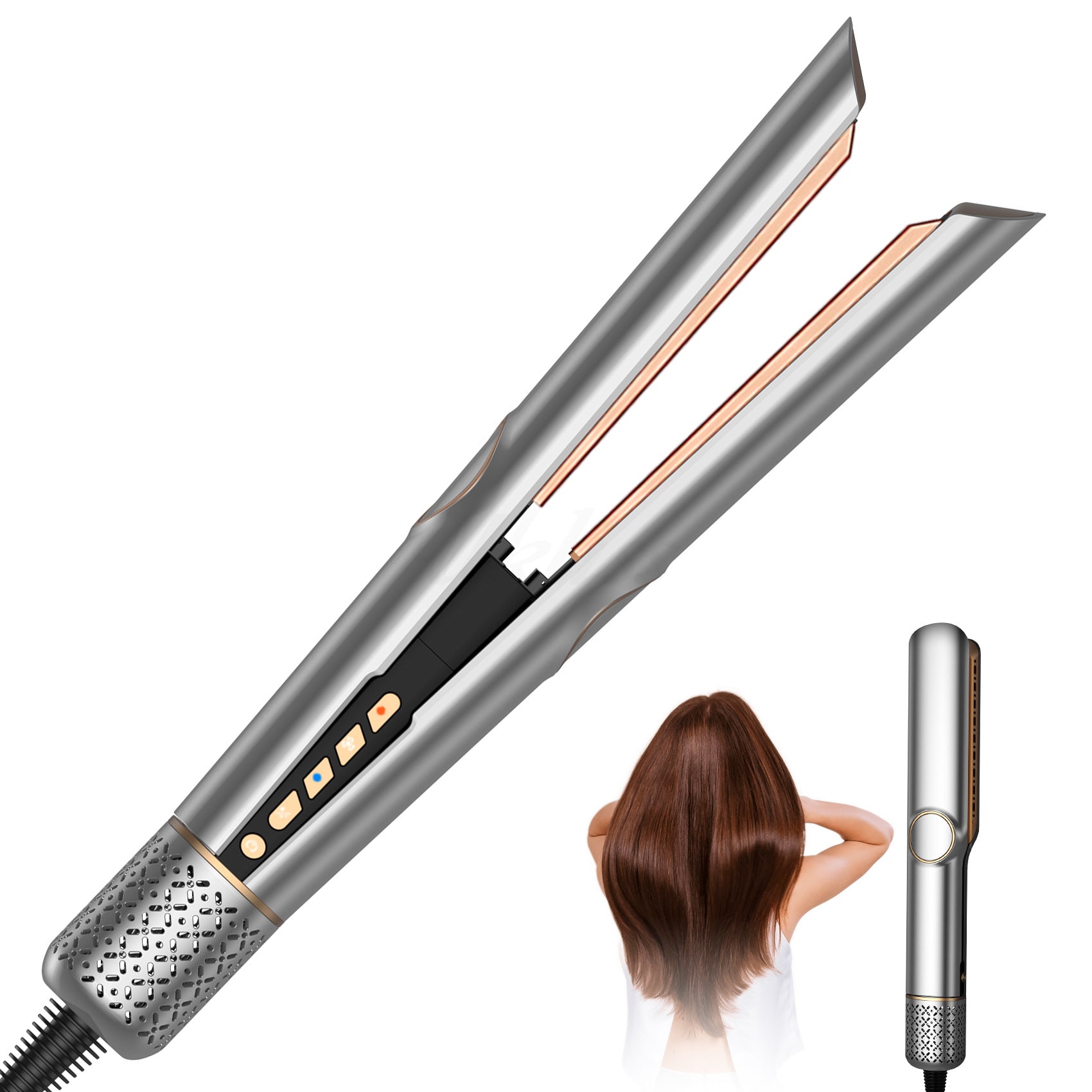 Straight Hair Straightener Blow Dryer 2-in-1 Hair Straightener Dry and Wet Dual-Use Hair Dryer Clip Negative Ion Hair Dryer Comb - 图片 5