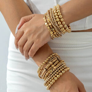European and American Fashion Accessories Simple and Stylish CCB Beaded Bracelet Bohemian Multi-layer Stacked Bracelets Wholesale