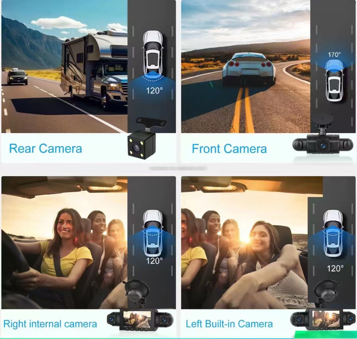 Dash Cam with Four Lenses1080P High-definition infrared night vision four-record simultaneous display dash cam DVR - 图片 10